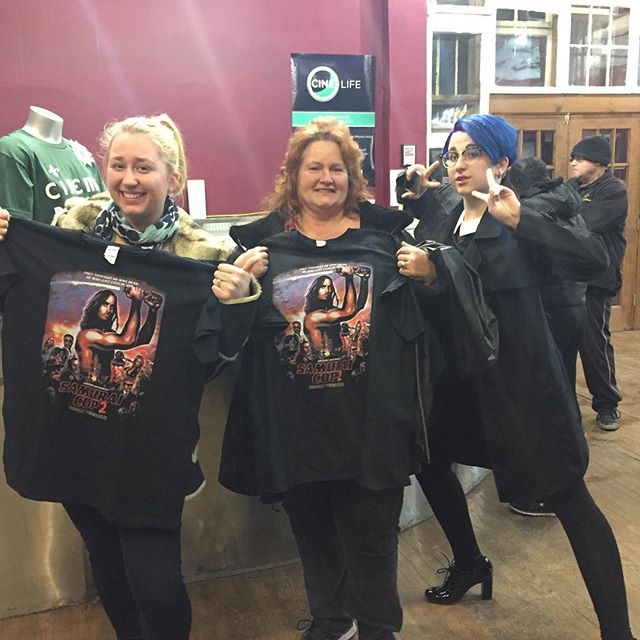 Our SAMURAI COP 2 t-shirt winners! Stop by tomorrow, and you too may win SC2 swag! #movies #Detroit #48201